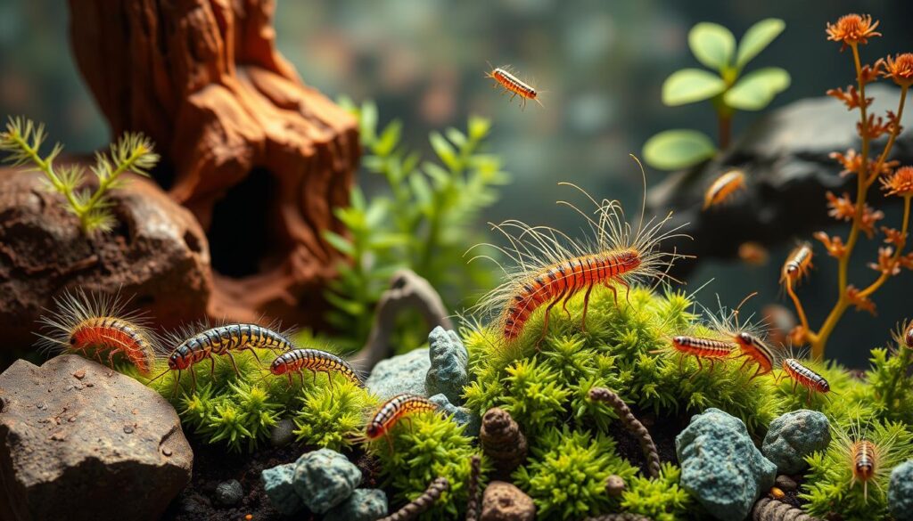Image of springtails and isopods in a vivarium