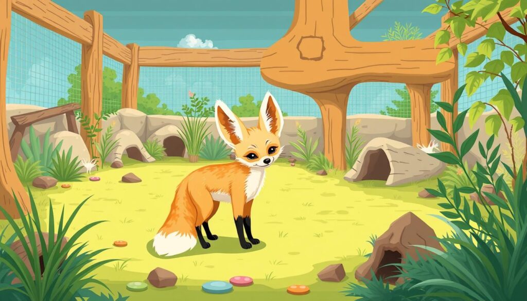 Image of a fennec fox in a well-designed enclosure