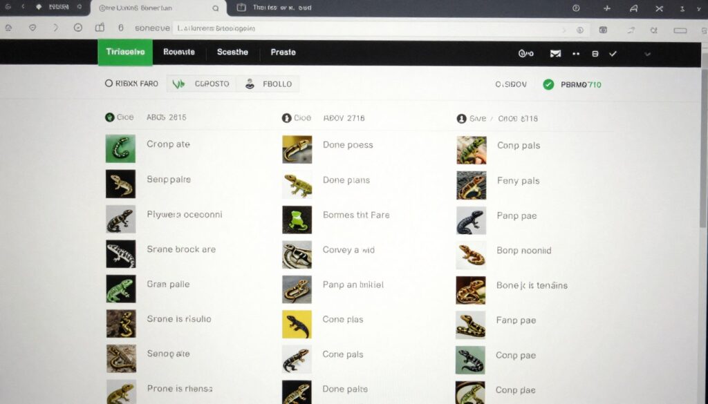 A high-quality digital interface of a classic web forum layout, showing sub-categories for lizards and snakes with small green icons and active user count indicators.